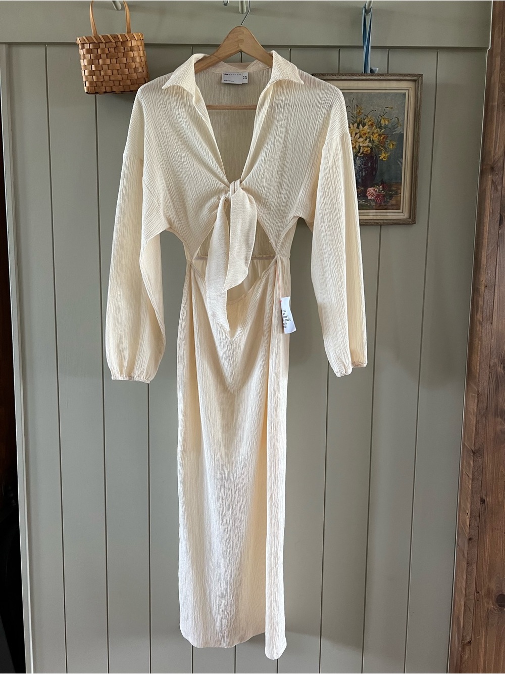 NWT Cream Tie-Front Maxi Dress